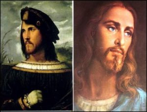 Cesare Borgia is the white guy used to depict Jesus.